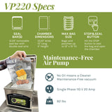 VacMaster VP220 Commercial Chamber Vacuum Sealer for Sous Vide, Liquids, Powders, Food Storage, 110V, Maintenance-Free Air Pump, Industrial Grade Vacuum Packaging Machine with 12.25” seal bar Vacmaster