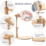 ZOCONE Beech Wood Adjustable Rotated Embroidery Hoop Stand with 2 Pcs 6'' 8'' Embroidery Hoops, Wooden Embroidery Stand, Embroidery Hoop Holder for Cross Stitch and Embroidery Project (A) ZOCONE