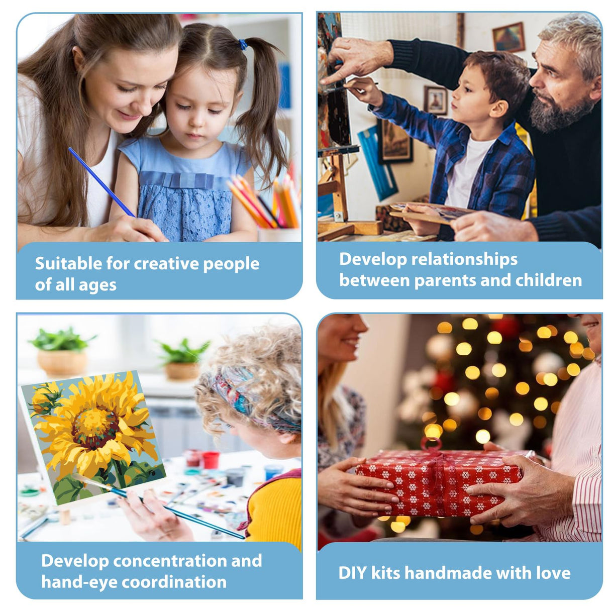 hkejoi Sunflower Paint by Numbers Kit for Adults, Flowers Paint by Numbers Framed and Easel, DIY Crafts Painting by Number for Home Wall Decor Gift 9.84x9.84 inch hkejoi