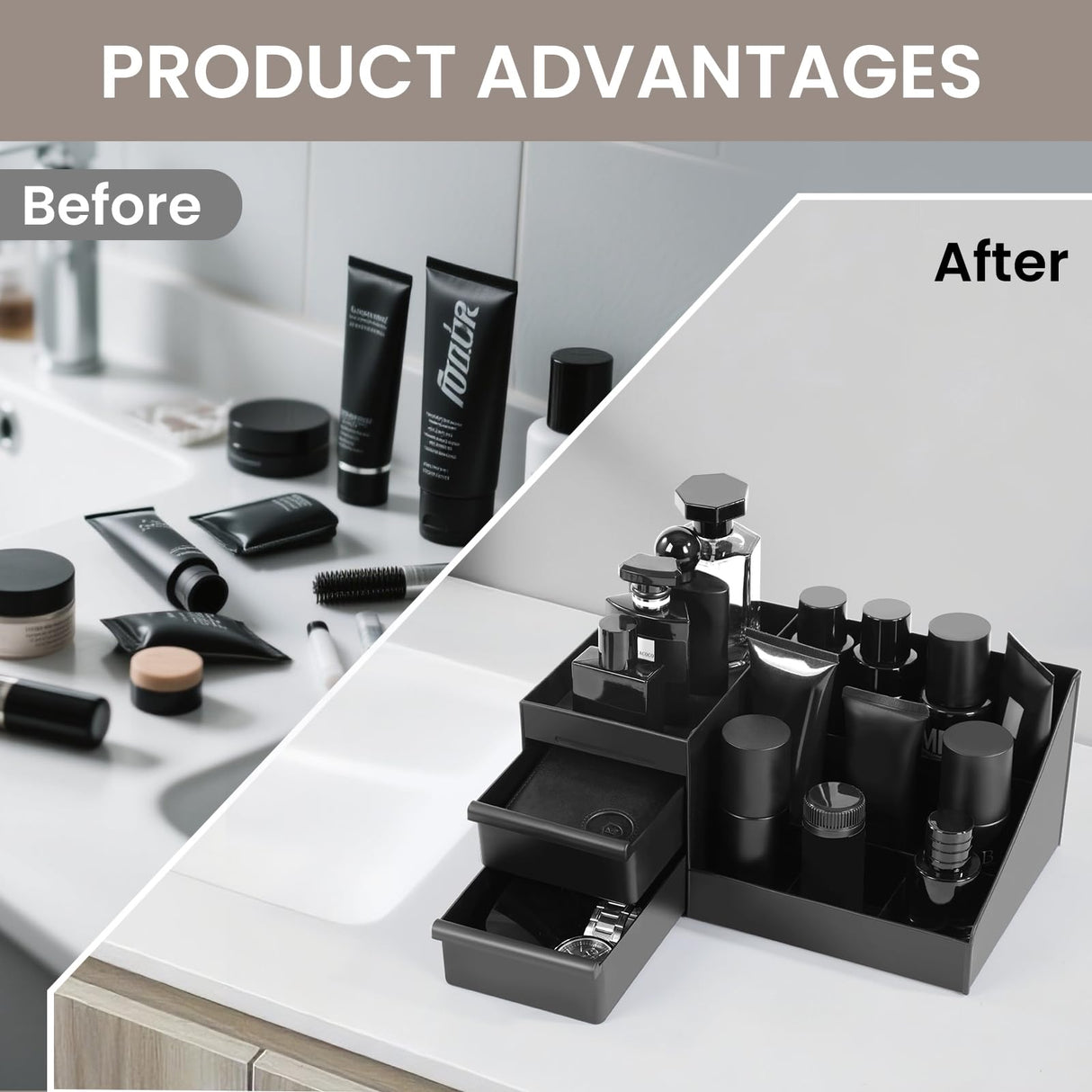 YIOJOYD Mens Cologne Organizer,Bathroom Organizers,Organizer For Men,Cologne Stand,Perfume Tray,Perfume Stand,Cologne Holder,Toothbrush Holders,Bathroom Shelf,Counter Storage,Brush Holder YIOJOYD