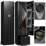 ANXINWEI Gun Safe, 5-8 Gun Cabinet with Lock Drawer, Rifle Safe with Dual Alarm and Mute Mode, Gun Safe for Rifles and Pistols with LED Light, Gun Cabinets for Rifles and Shotguns，Rifle Safes for Home ANXINWEI