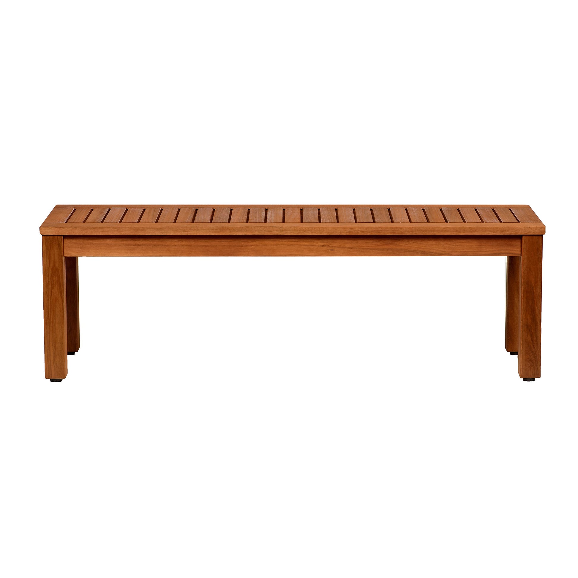 Amazonia Aster Backless Patio Bench | Eucalyptus Wood | Ideal for Outdoors and Indoors, 53", Dark Teak Finish - WoodArtSupply