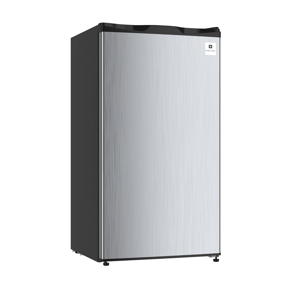 ARCTIC CHEF ACFR322 RCA Mini Refrigerator, Compact Freezer Compartment, Adjustable Thermostat Control, Reversible Door, Ideal Fridge for Dorm, Office, Apartment, Platinum Stainless, 3.2 Cubic Feet RCA