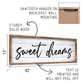 UPPER DECOR Sweet Dreams Wall Decor Above Bed 42''×15'' Large Bedroom Wall Sign Farmhouse Bedroom Sign Wood Framed Guest Room Decor Master Bedroom Wall Decoration UPPER DECOR
