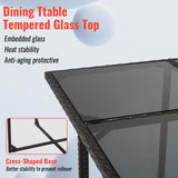 Outdoor Patio Furniture Set 9 Pieces Patio Dining Sets Space Saving Wicker Furniture with 4 Rattan Chairs 4 Ottomans and Glass Table for Outdoor Backyard Porch Poolside Balcony,Khaki Cushion PayLessHere