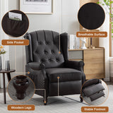 Oprisen Push Back Recliner Mid-Century Modern Accent Chair Single Reading Chair Faux Leather Arm Chair for Living Room w/Heat Massage/Side Pockets (Brown*1, 1 PC) Oprisen