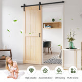 ROYMELO 32x84 inch Sliding Barn Wood Door Slab with 5.5ft Hardware Kit, Requires Simple DIY Assembly ROYMELO