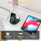 9 Drawer Dresser for Bedroom, White Dresser with LED Lights and Charging Station, Modern Chest of Drawer, Wood Triple Wide Drawer Organizer Cabinet for Bedroom, Living Room, Entryway, Hallway knoworld