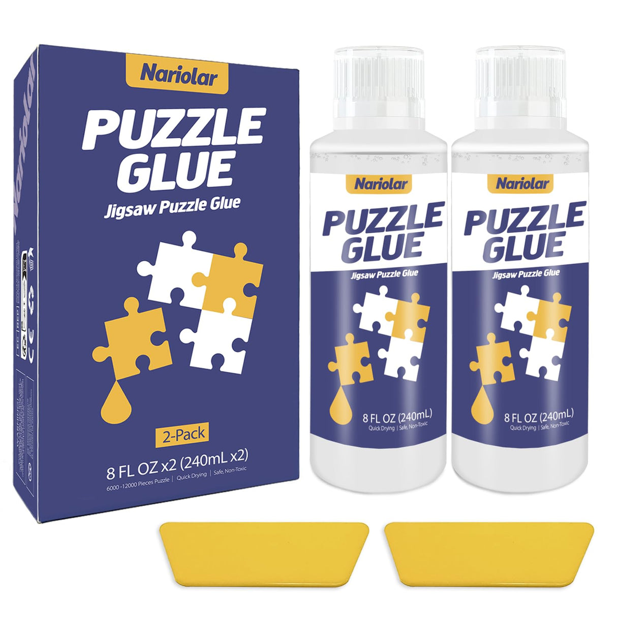 Nariolar Puzzle Glue Clear 2 * 8 Oz (2 * 240ml) with Applicator, Jigsaw Puzzle Glue for 6000/10000/12000 Pieces, Framing Puzzles, Quick Drying Nariolar