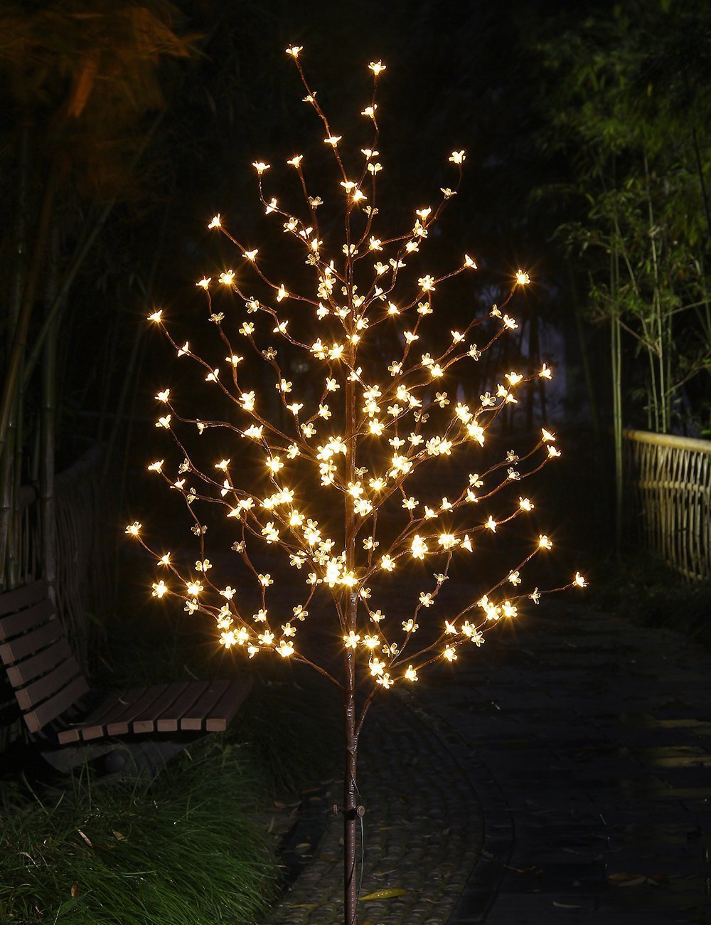 Lightshare 6.5FT 208 LED Cherry Blossom Tree, Lighted Artificial Tree for Decoration Inside and Outside, Home Patio Wedding Festival Christmas Decor LIGHTSHARE