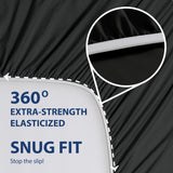 Cathay Home King Fitted Sheet - Double Brushed Ultra Soft – Wrinkle & Fade Resistant - 14" Standard Pocket Fitted Sheet Only - Good Fit for 12"-16" Deep Mattress (King, Black) Cathay Home