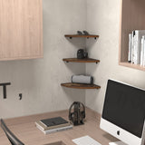 HORLIMER 6 Pack Wall Mount Floating Corner Shelf, Rustic Wood Corner Wall Shelves for Bedroom, Living Room, Bathroom, Kitchen HORLIMER