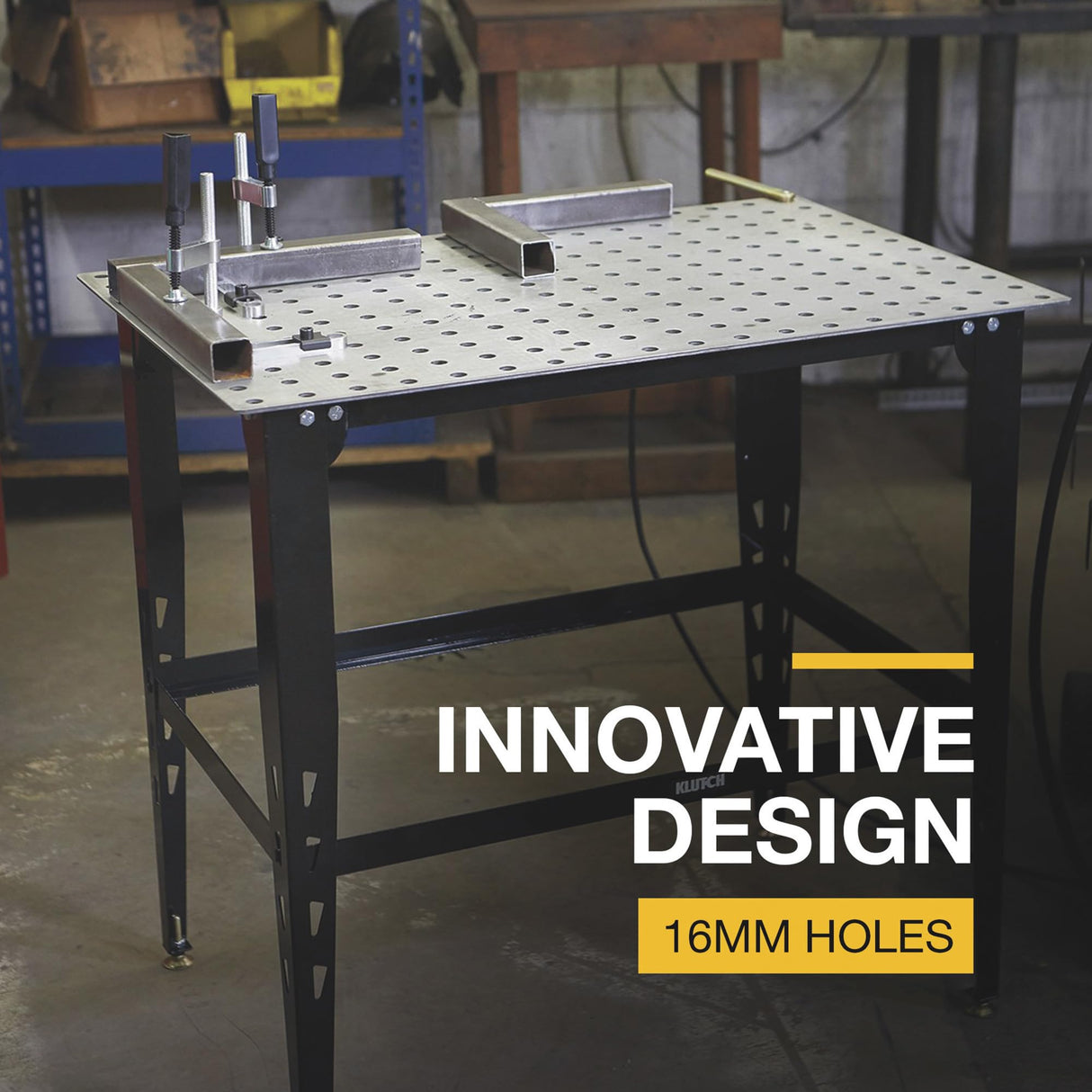 Klutch Steel Welding Table, Heavy Duty Work Bench Steel Construction With 600 Lbs Capacity, Tool Bench (Black) Klutch