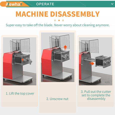 Newhai 850W Meat Cutter Machine, Commercial Meat Cutting Machine 5mm/0.2inch Heavy Duty, Stainless Steel Meat Slicer Shredder Restaurant, for Boneless Meat Soft Vegetables Newhai