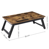 SONGMICS Laptop Desk for Bed or Sofa with Adjustable Tilting Top, Breakfast Serving Tray with Height Adjustable Folding Legs, Fits Screen Size up to 15.6 Inches, Floor Desk, Rustic Brown ULLD105B01 SONGMICS