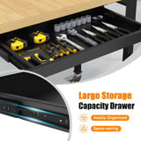Granper 48" Work Bench with Drawers, Adjustable Height Workbench with Wheels and Power Outlets, Heavy-Duty 3000 LBS Capacity Wood Work Table for Garage, Workshop, Office, Home Granper