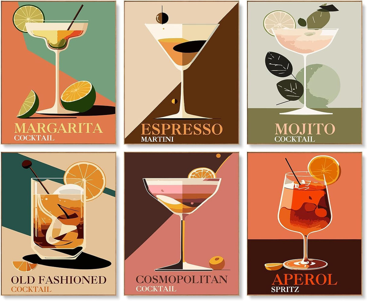 EIBEILI 6 Pack Diamond Painting Kits for Adults, Wine 5D Diamond Art Kits for Beginner Cocktail DIY Full Drill Diamond Dots Crystal Craft Kits for Home Wall Decor Gifts(6 Pack/12X16 Inch) EIBEILI