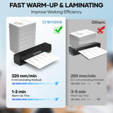 Crenova Laminator Machine with 10 Laminating Sheets, A4 Laminating Machine Hot & Cold with Fast Warm Technology, Thermal Laminator 9 Inch for Home Office School Business Black Crenova