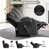 WISHDEER Power Recliner Chair with Heat and Massage for Adults - Home Theater Seating with LED Lights,Cup Holders,Side Pocket,USB Port - Recliner Sofa for Living Room(Black, Set of 2) WISHDEER