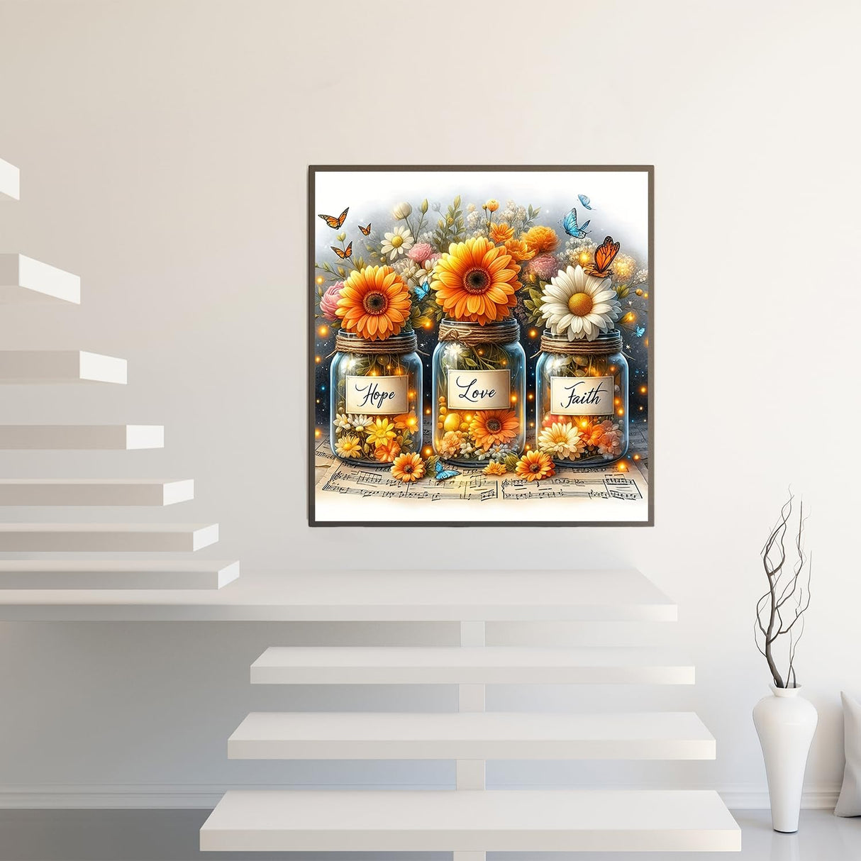 5D Diamond Art Kits for Adults Beginners,Sunflower Butterfly Pot DIY Full Round Drill Diamond Painting Kits,Rose Paint by Diamonds Dots Gem Art Easy,Home Wall Decor 14X14 Inch Acelii