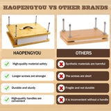 HAOPENGYOU 14.7"x11.4" Large Bamboo Book Press & Bookbinding Kit with Bone Folder, Awl, Needles - Complete DIY Book Repair Craft Set HAOPENGYOU