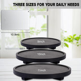 Round Decorative Tray Wood Bathroom Counter Organizer Farmhouse Kitchen Decor Wooden Riser for Soap Dish, Perfume, Candle, Sponge, 11" - Black zoocatia