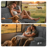 MisUMis RV Loveseat Recliner Sofa, Wall Hugger Reclining Loveseat RV Couch with USB Ports, Cup Holders, Pockets, 150° Adjustable RV Furniture Velvet Fabric Recliners for Travel & Home Theater Seating MisUMis