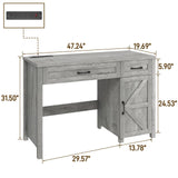 Farmhouse 47" Executive Desk, Computer Desk with Drawers and Storage Cabinet, Workstation Computer Desk for Home Office and Study.(Grey) Vabches