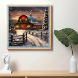 STGLCR Christmas Snowy Night Diamond Painting Kits,Winter Diamond Art Kit for Adults,Red House 5D Paint with Diamond Full Drill for Beginners Wall Decor12x12 STGLCR