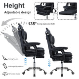 pofluany Gaming Chair Ergonomic Office Chair Home Office Desk Chairs with Footrest High Back Video Game Chair Reclining Computer Chair with Lumbar Support (Black) pofluany
