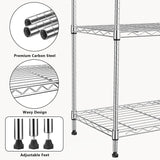 M MZG 1000 lbs 4Tier Shelf Metal Storage Shelves Wire Rack Closet Organizers with Wheel for Garage Kitchen Bathroom Laundry Chrome 13.7" D x 23.6" W x 53.4" H M MZG