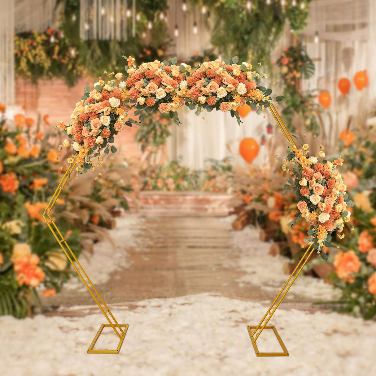 8.2FT Wedding Arch,Hexagon Backdrop Stand for for Ceremony,Iron Arch Wedding Arbor, Backdrop Stand Metal Arch Stand for Party,Wedding Backdrop Stand for Wedding Birthday Party Gdrasuya10