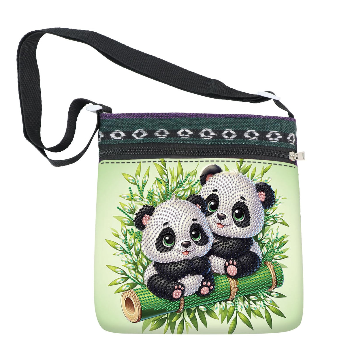 Diamond Painting Shoulder Bag, DIY 5D Panda Pattern Diamond Art Artificial Crystal Special Shape Crystal Artificial Partial Mosaic Crafts Adjustable shoulder strap Shoulder Bag MVVMTOP