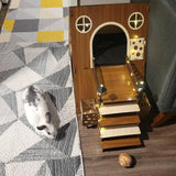 Tnstbiee Large Modern Wooden Rabbit Castle House Hutch - Bunny Hideout Indoor Habitats - Pet 2-Story Home Furniture（Excluding Street Lights） Tnstbiee