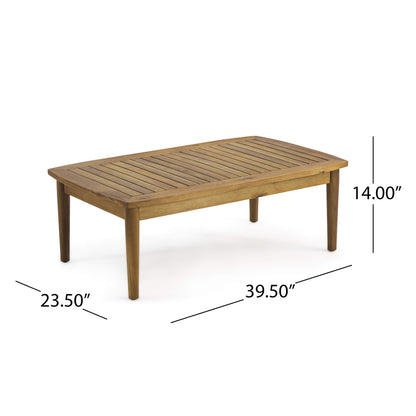 Christopher Knight Home Felix Outdoor Acacia Wood 4 Seater Chat Set with Coffee Table, Teak Finish, Beige - WoodArtSupply