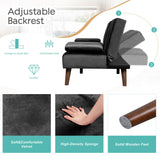 Meilocar Futon Sofa Bed Velvet, 60" Loveseat Futon Sofa Bed with Removable Armrests, Adjustable Recliner Guest Bed Daybed Sofa for Small Space with Cup Holders, 3 Angles, Black Meilocar