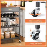 TOOLF Kitchen Island Cart with Drawer, Rolling Kitchen Service Cart with Wooden Tabletop, 3-Tier Storage Cart on Wheels, Storage Trolley Cart with Hooks for Kitchen, Dining Room TOOLF