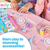 Ooly Creatibles Air Dry Clay Jewelry Kit for Kids, DIY Art Jewelry Making Kit with 6 Clay Colors, Beads, Shaping Tool, and Elastic Yarn, Non-Toxic Craft Supplies for Kids Ages 6 and Up Ooly