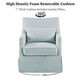 Martha Stewart London Swivel Chair - Solid Wood & Plywood, Skirted Metal Base Accent Armchair, Lumbar Pillow -Modern Classic Family Room Sofa Furniture Bedroom Lounge, 28"X31.5"X35.25", Light Blue Martha Stewart