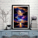 Waterfall Landscape Diamond Art Kits For Adults,DIY Moonlight Diamond Painting Kits For Adults Beginners,5D Full Drill Diamond Dots With Diamond Gem Art And Crafts For Home Wall Decor 12x16inch ZQEATRY