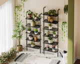 ODK 6-Tier Ladder Shelf, Book Shelf with Metal Frame, Bookcase for Living Room, Home Office, Kitchen & Bedroom, Space Saving Freestanding Organizer Rack, Black (10" D x 24" W x 87" H) ODK