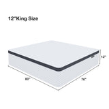 Deegari King Mattress,12 Inch King Size Mattress in a Box,Gel Memory Foam and Innerspring Hybrid Mattress with Individual Pocket Spring for Motion Isolation,Pressure Relief,Medium Firm Feel Deegari