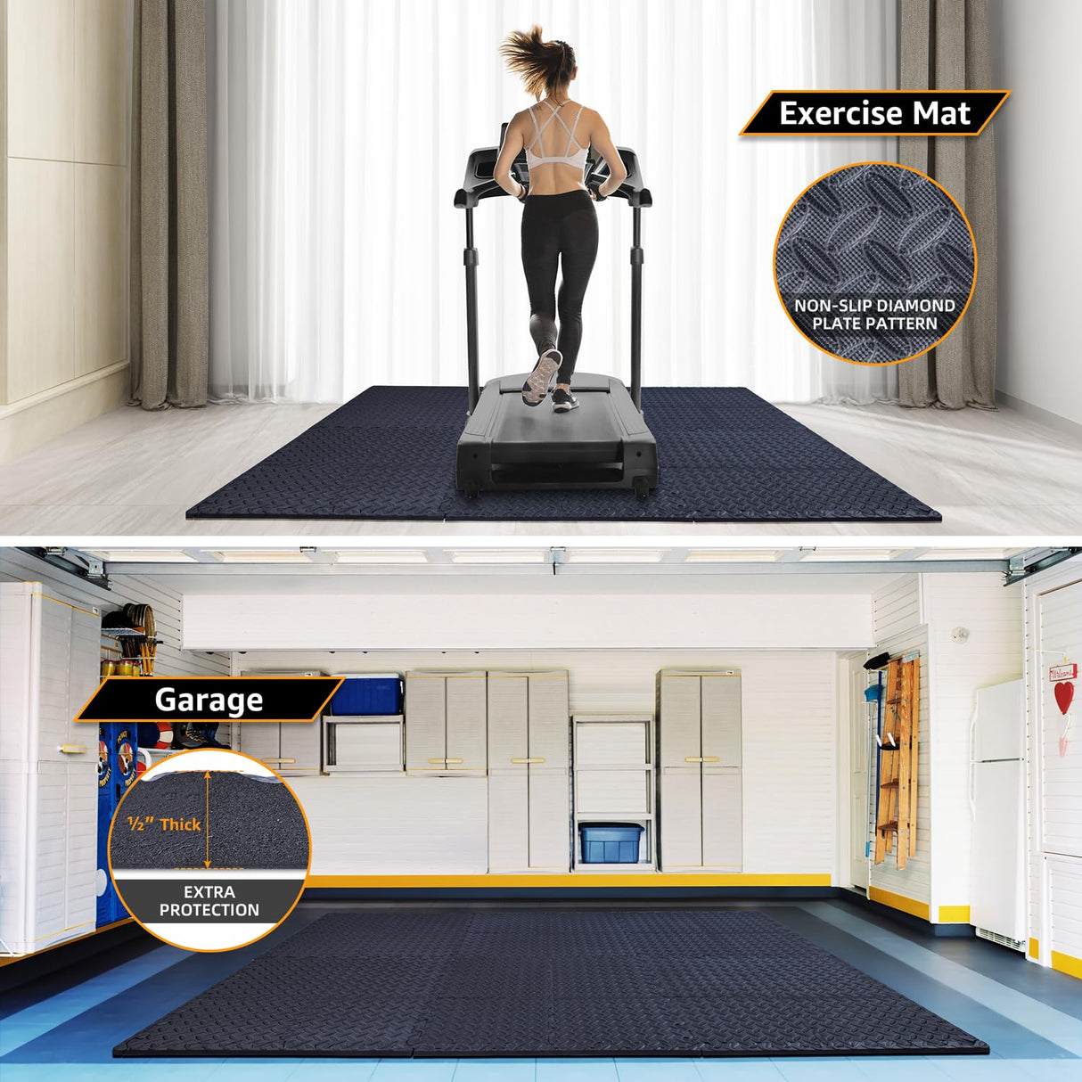 24 Pack, 96 SQFT - 24" x 24" - 1/2" Extra Thick Floor Exercise Mat for Home Gym or Floor Padding - High-Density EVA Interlocking Foam Floor Tiles for Gym Equipment, Play Area | Yoga, Cardio, Weights Our Modern Space