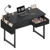 DLisiting Small Desk with Fabric Drawers for Bedroom, 32 Inch Small Gaming Desk with 2 Drawers for Small Space, Study Writing Table PC Desks, Black DLisiting