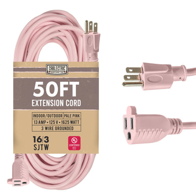 Cablectric Outdoor Extension Cord 50 ft - 16 Gauge 13 Amp Heavy Duty Power Extension Cords - SJTW - Great for Small Appliances, Outdoor Lights, Garden Supplies - Pink
