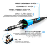 Soldering Iron Kit, 90W 110V LCD digital soldering gun，12-in-1 Soldering Iron Kit Tool，Temperature adjustable from 180-480°C，5 soldering tips，soldering wire，soldering paste，soldering pump MEAKEST