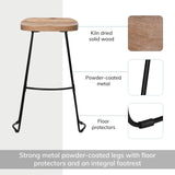 MH London Bar Stool -Perrin Backless Bar Stool. Exclusively Designed Hand Crafted Barstools Solid Wood Modern Bar Height Stools-Contemporary Design Backless Wooden Saddle Bar Stool for Kitchen Counter MH London
