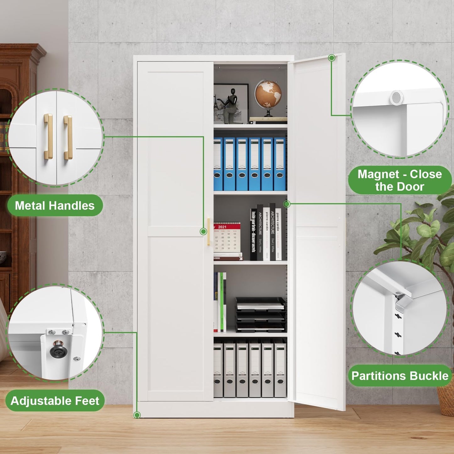 TIMELESS PIECES 71''Kitchen Pantry Storage Cabinet,Freestanding Kitchen Pantry Cabinet,White Cabinets with Doors and Shelves, Tall Kitchen Storage Cabinet,Food Pantry Cabinet for Kitchen Pant - WoodArtSupply