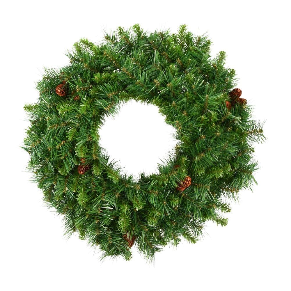 Vickerman 60" Cheyenne Pine Artificial Christmas Wreath with 860 PVC Tips - Indoor and Outdoor Use- Seasonal Holiday Decor - Featuring Pinecones for a Realistic Look Vickerman