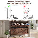 Maupvit Large Shoe Storage Cabinet with 4 Flip Drawers, Narrow Shoe Cabinet for Entryway with Wooden Legs, Freestanding Hidden Shoe Rack Organizer ＆ Metal Hinges, Walnut Maupvit